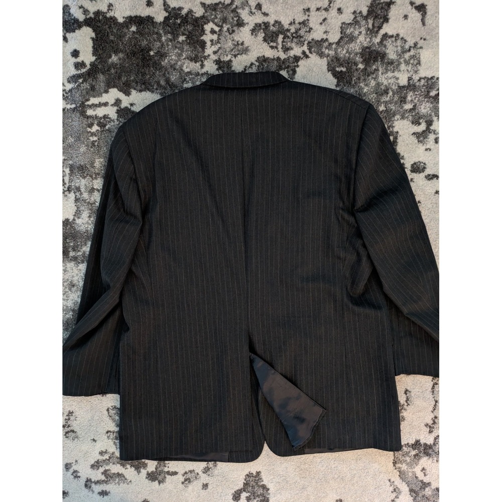 Burberry London Mens Wool Blazer 48L Dark Gray Stripe Two-Button Suit Jacket - Picture 3 of 7